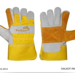 LEATHER GLOVES RIGGER HD #GREY WITH YELLOW LINE (SIZE 10)