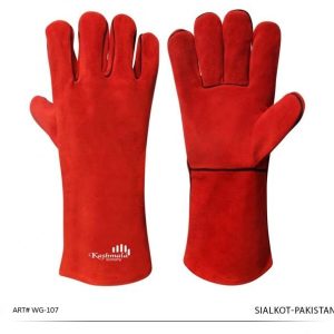 RED SPLIT LEATHER WELDING GLOVE WITH PALM SIZE 16"
